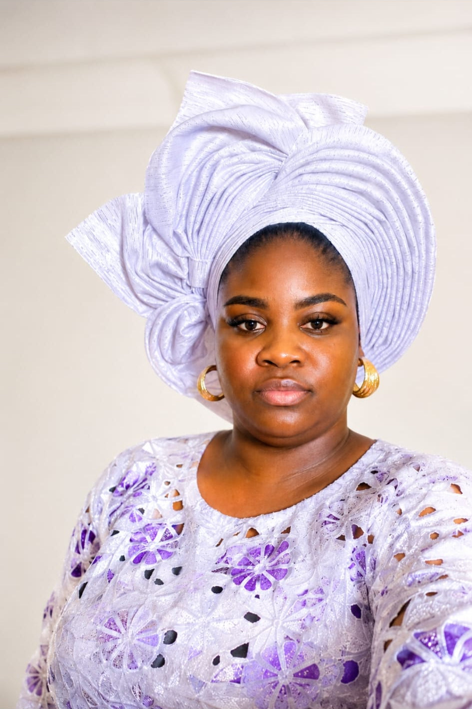 White Silver Asooke Auto-Gele