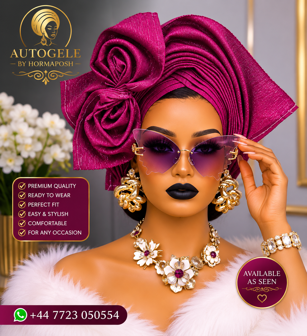 Fuchsia Unconventional Box Auto-Gele