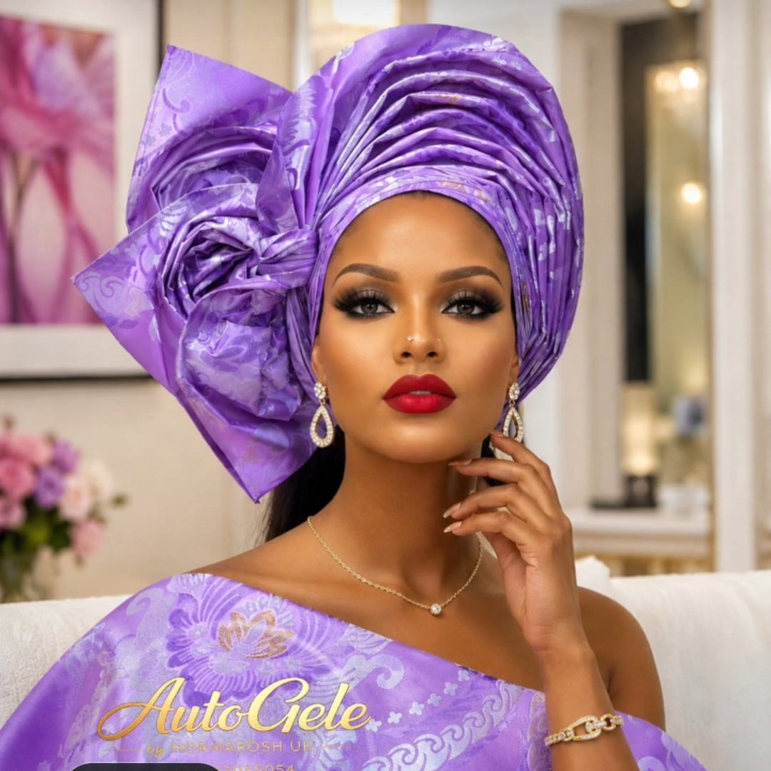 Purple Ascot gele