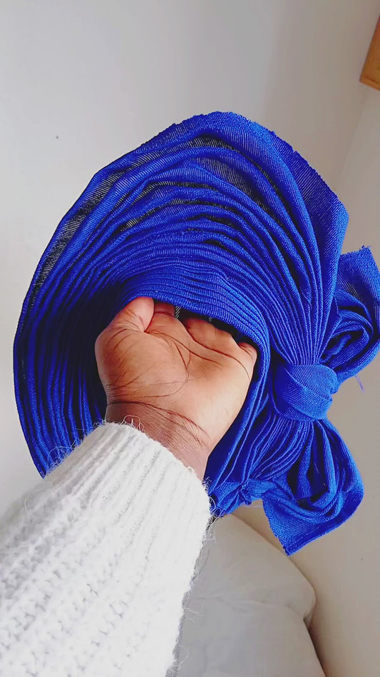 Blue Asooke Side Rose Auto-Gele